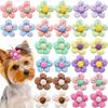 100PC/Lot Flowers Dog Hair Bows Handmade Cat Dog Bows Rubber Bands Dog Grooming Accessories Pet Products