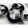 4 pièces Cache-moyeux de roue en alliage BMW 68 mm Ensemble Noir et Blanc - Plastique ABS Aluminium de Haute Qualité - S'adapte à de multiples modèles BMW