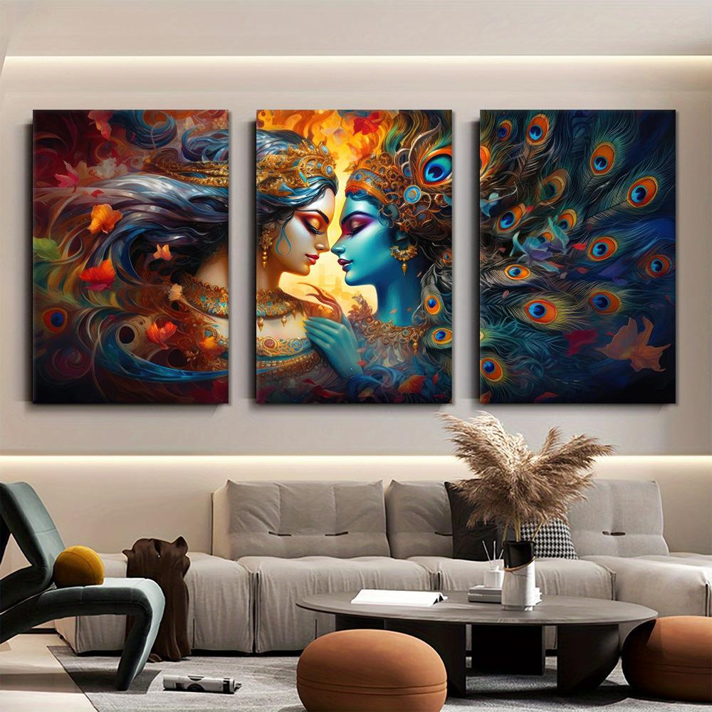 3-piece Abstract Art Canvas Frameless Decoration Hanging Painting Modern Home Living Room Foyer Bedroom Wall Painting Colorful F