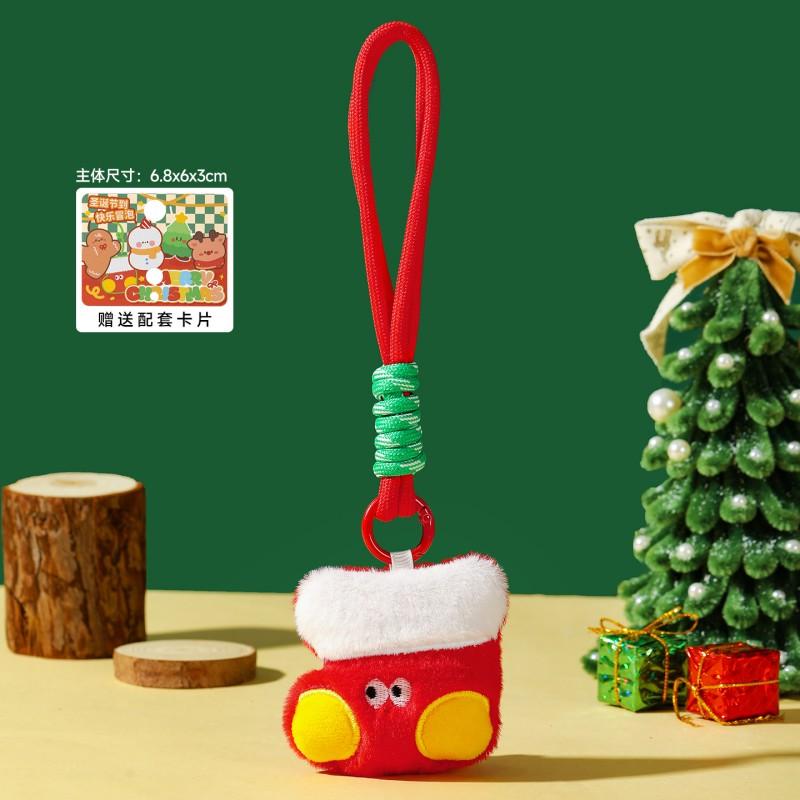 Christmas Plush Keychain Christmas Tree Deco Plush Keychains Backpack Christmas Party Gift Items Souvenirs Santa Claus Reindeer Xmas