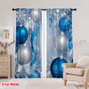 2pcs  2D plane printing Curtains&Window Treatment Blue Silver Christmas Ornaments (3) Polyester Fabric (without rod) Art Deco