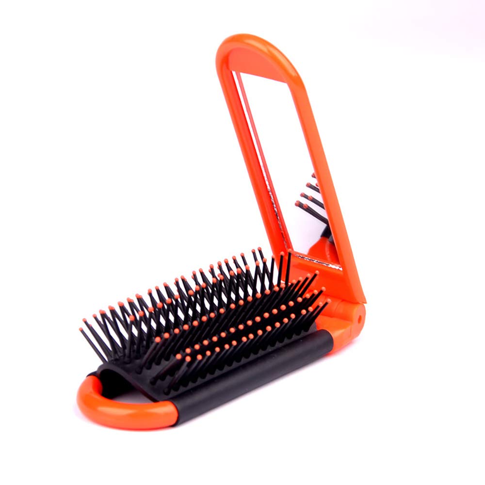 SAMZO 4 Pieces Folding Hair Brush with Mirror Compact Comb Folding Hair Brush Comb Delivery Working Days Anti-Static 6-9