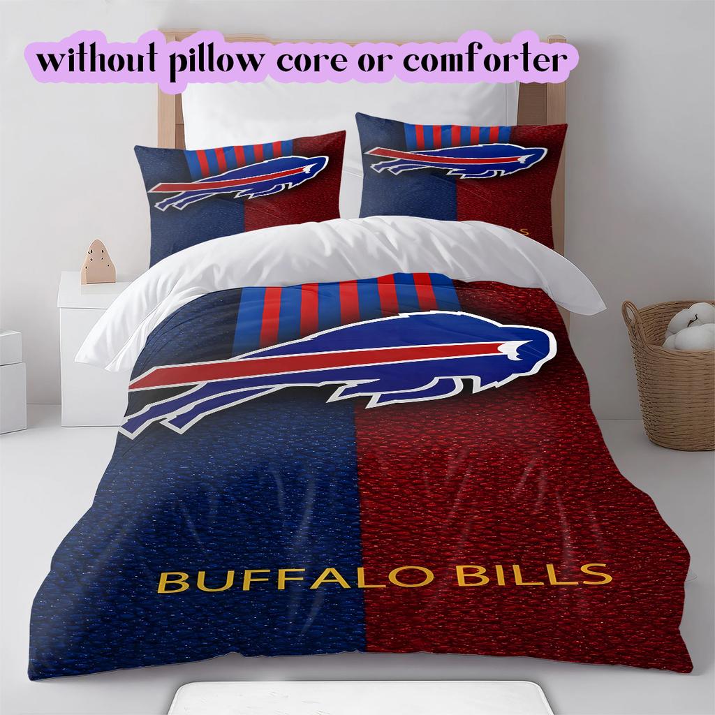 football Logo Pattern Bedding Quilt Set Quilt Cover Pillowcase Home Decoration Birthday Gift (1*duvet cover+ 2*pillowcase, without core)
