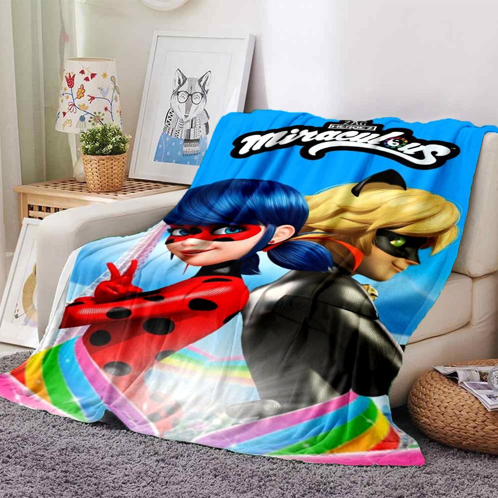 Miraculous Theme Printed Blanket - Perfect for Couch, Bed, Travel & Outdoor Use | Machine Washable, Cozy & Durable.