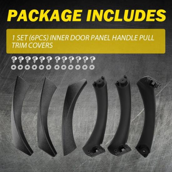 Inner 6PCS Door Panel Pull Handle Cover Black For BMW 330Xi 2005-2007 Front Rear