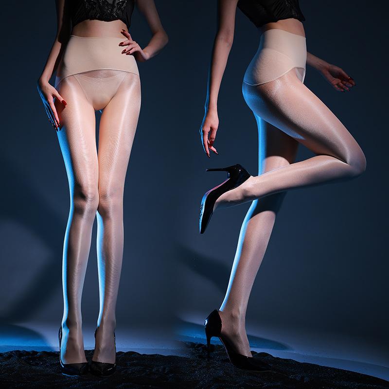 Sexy dámské punčochové kalhoty s hlubokým rozkrokem, bezešvé, lesklé punčochové kalhoty, punčochy, ultra tenké, průhledné punčochové kalhoty