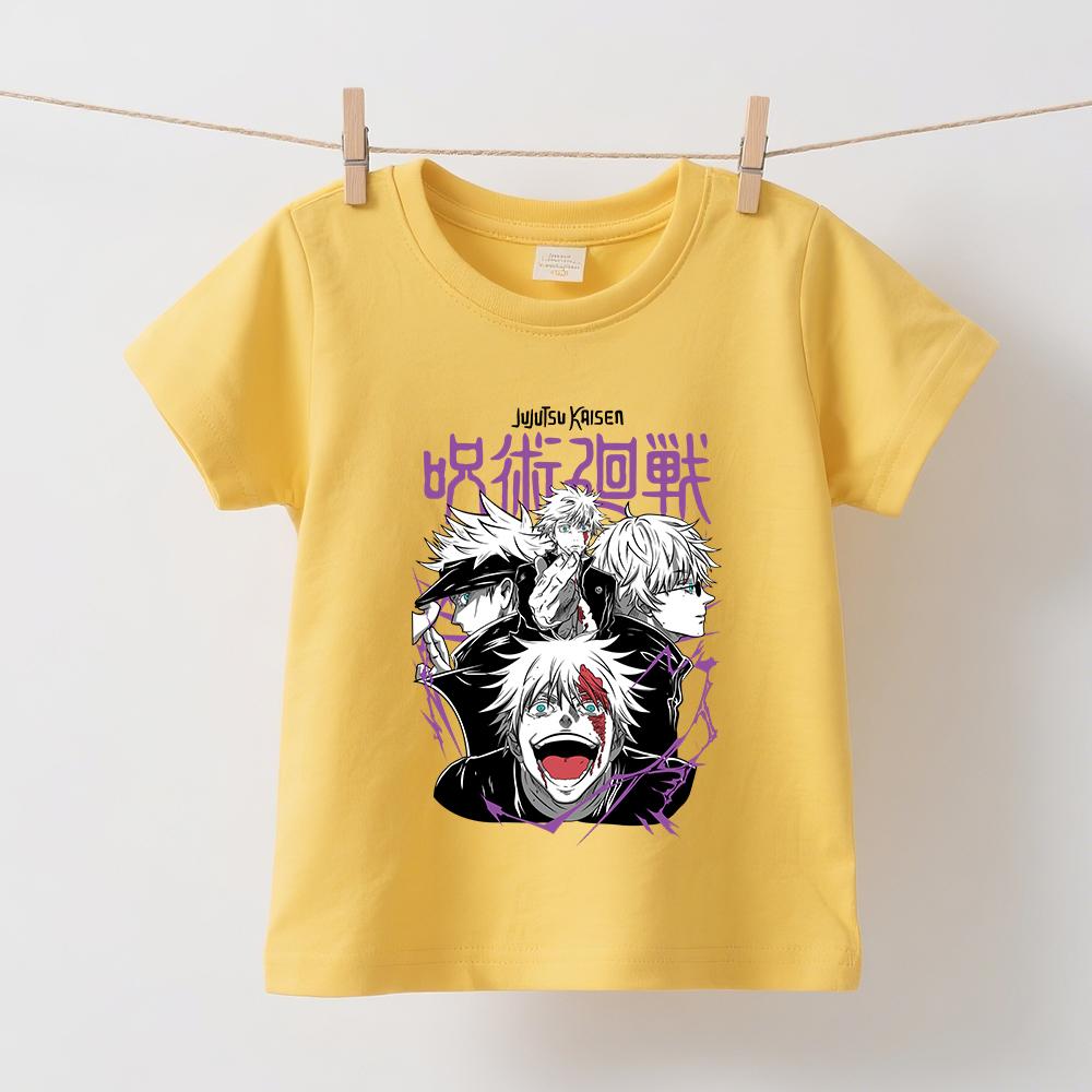 Jujutsu Kaisen Gojo Anime Print Baumwoll-T-Shirts für Jungen Mädchen Kinder Kurzarm Sommer-T-Shirt Lässig Tägliche Kleidung