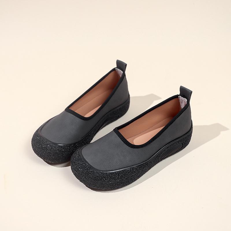 Fashion Loafers Women 2025 New Spring and autumn Round Toe One Foot Slip-on Shoes Women PU Leather Soft Flats Shoes Women