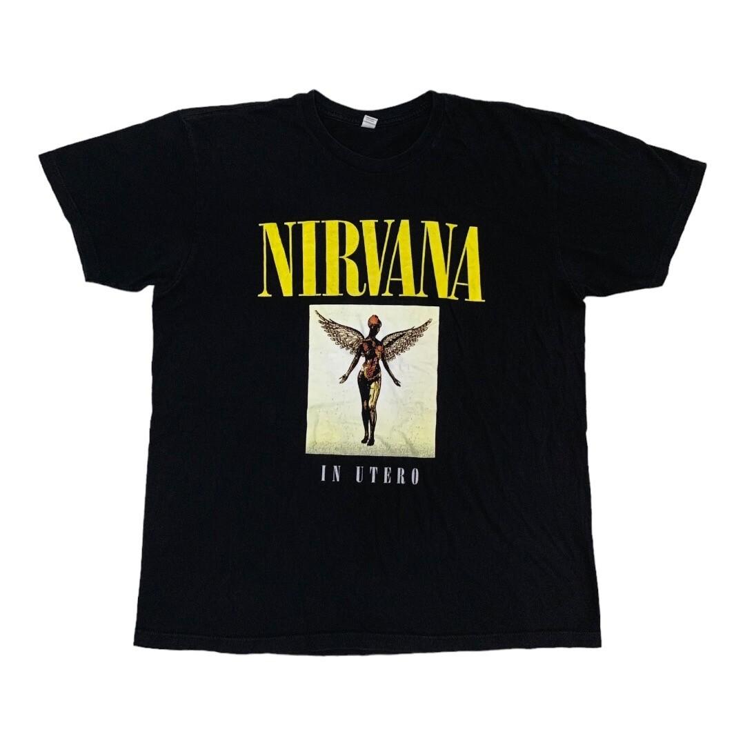 Nirvana IN UTERO Band Shirt Mens Size Large Black Grunge Rock XXXL