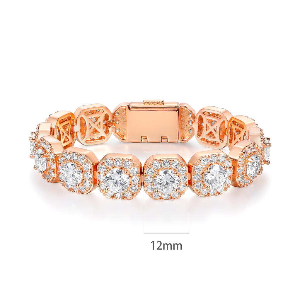 A European, American, Cuban bracelet 12mm wide rock sugar chain zircon bracelet flip men's bracelet trend bracelet