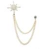 Metal Star Rhinestone Brooches Tassel Chain Crystal Lapel Pins Suit Coat Pin  Jewelry Accessories