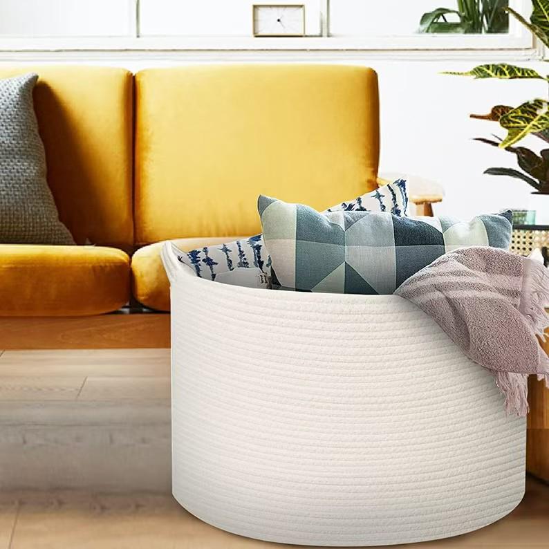 Cotton Rope Woven Basket - Foldable Wardrobe & Shelf Storage for Sundries