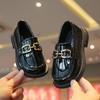 Kids Girls British Style Patent Leather Slip On Loafer Princess Casual Shoes