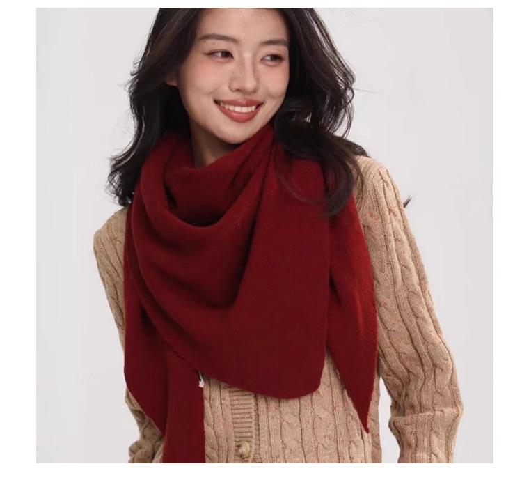 Wool Winter Scarf Women Korean Style Autumn Winter Triangle Scarf Thickened Warm Shawl Big Size Scarf Solid Soft Shawl