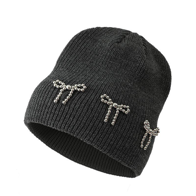 Women's Pullover Hats Korean Bow Simple Fashionable Versatile Knitted Hats Sweet Cool Y2K High Quality Pullover Hats For Girl