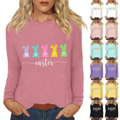 Langarmshirts für Damen, Osterkarneval-Print, Grafik-T-Shirts, Blusen, lässige Basic-Tops, Pullover