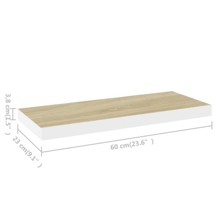 VidaXL Floating Shelves 2 Pcs Oak and White 60x23.5x3.8 Cm MDF