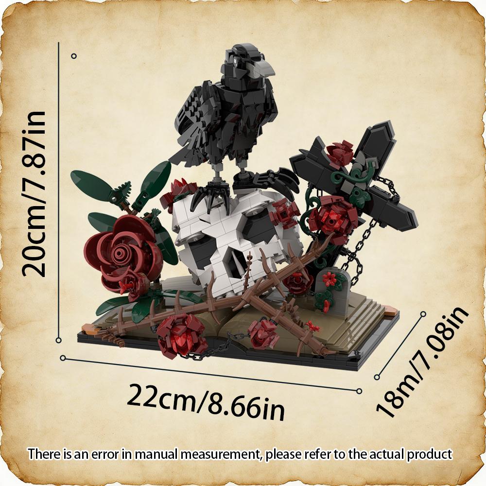 Ensemble de Briques de Construction Fleurs Crâne de Corbeau , Pot à Fleurs Crâne Collection Botanique Kit pour Adulte, Cadeau de Noël, GothiqueHorreur
