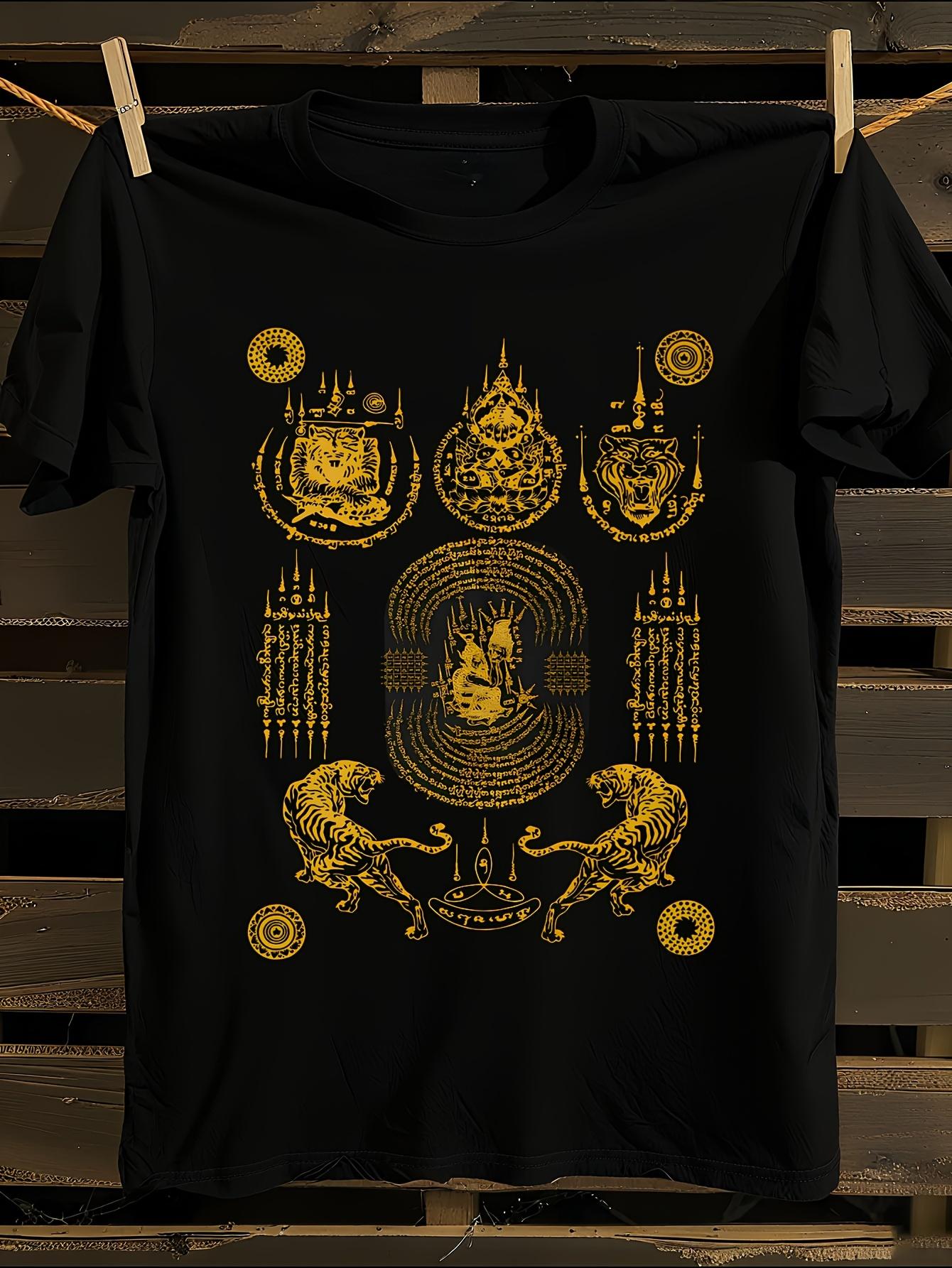 Sawadee Thai Traditional Sak Yant Muay Thai Twin Tigers T... XXXL