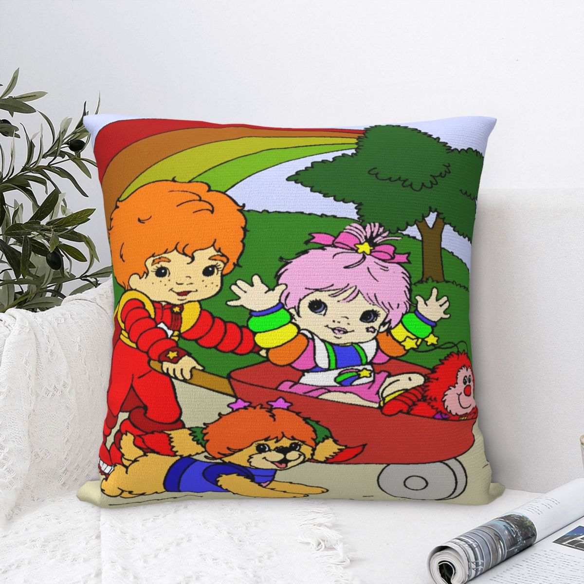 Green Harvest Unisex Home Decor Rainbows Brite Pillowcase Merch Pillow Cover Zipper Multi Size