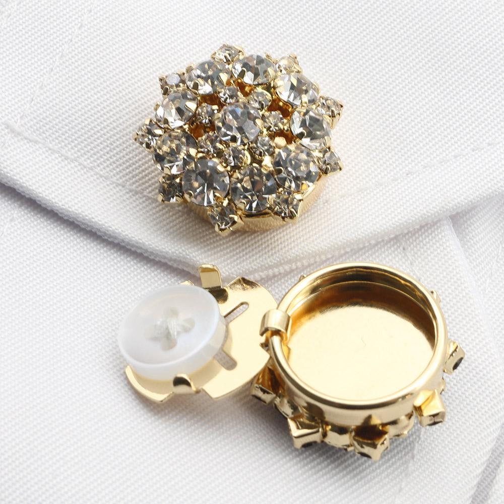 Fashion Bestseller 2 pieces of 22MM Circular Rhinestone Cufflinks, Women's Shirts, Dresses, Sweaters, DIY Handmade Wholesale