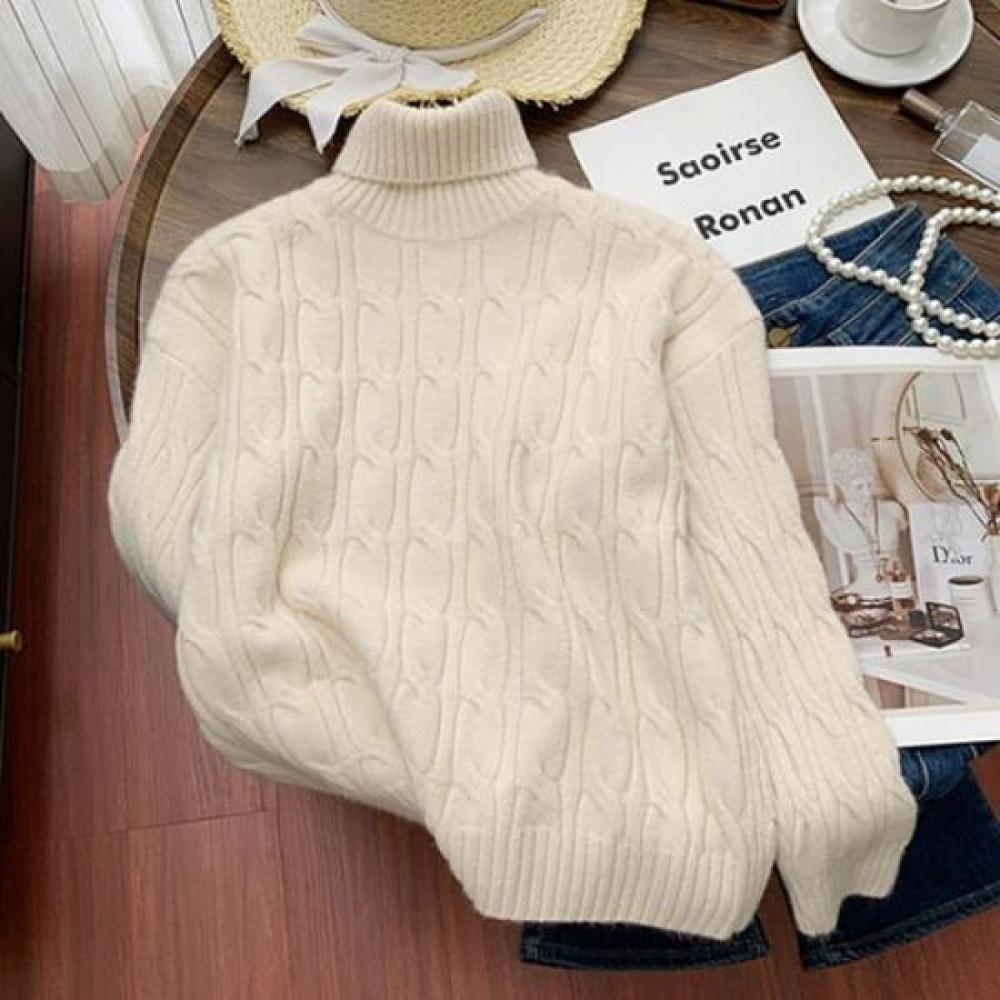 Navava Turtleneck Cable Knit Long Sleeve Nk2642