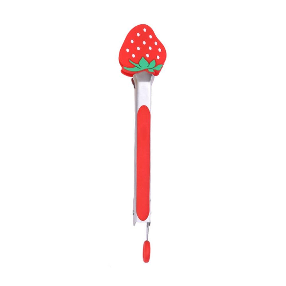 No-slip Fruit Shape Food Tong Stainless Steel Salad Serving Tong Safe Bread Clip Hotel красный