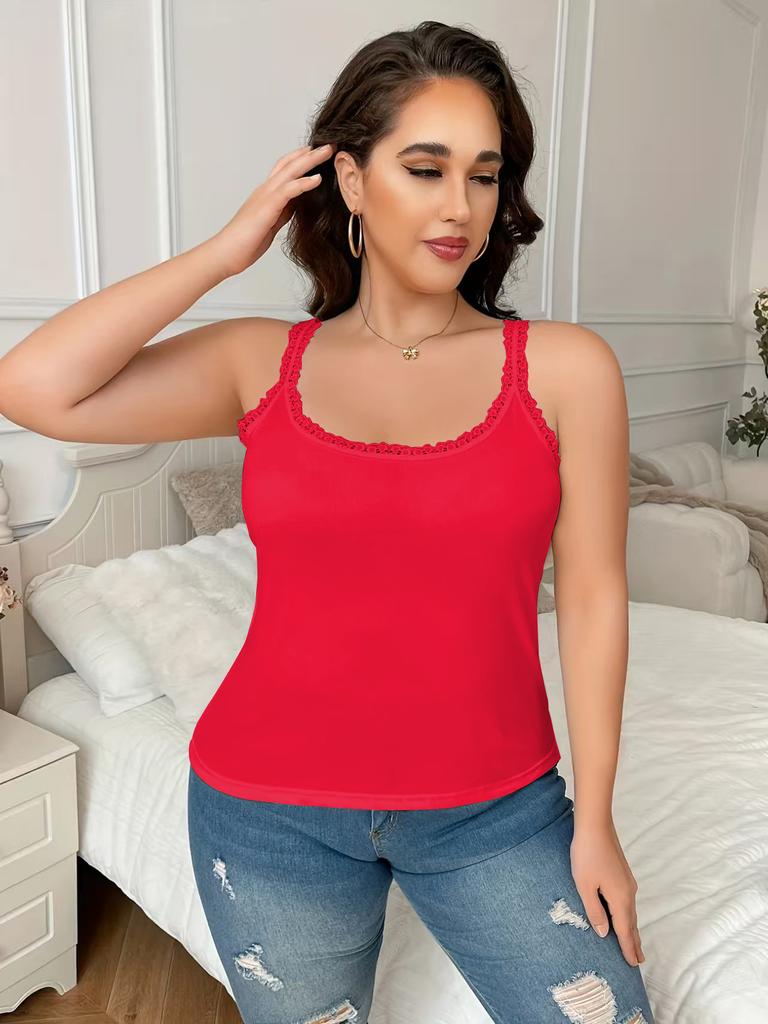 Popular Lace Sling Vest Women's Summer High Elasticity Plus Size Outside Wearing Bottoming Shirt