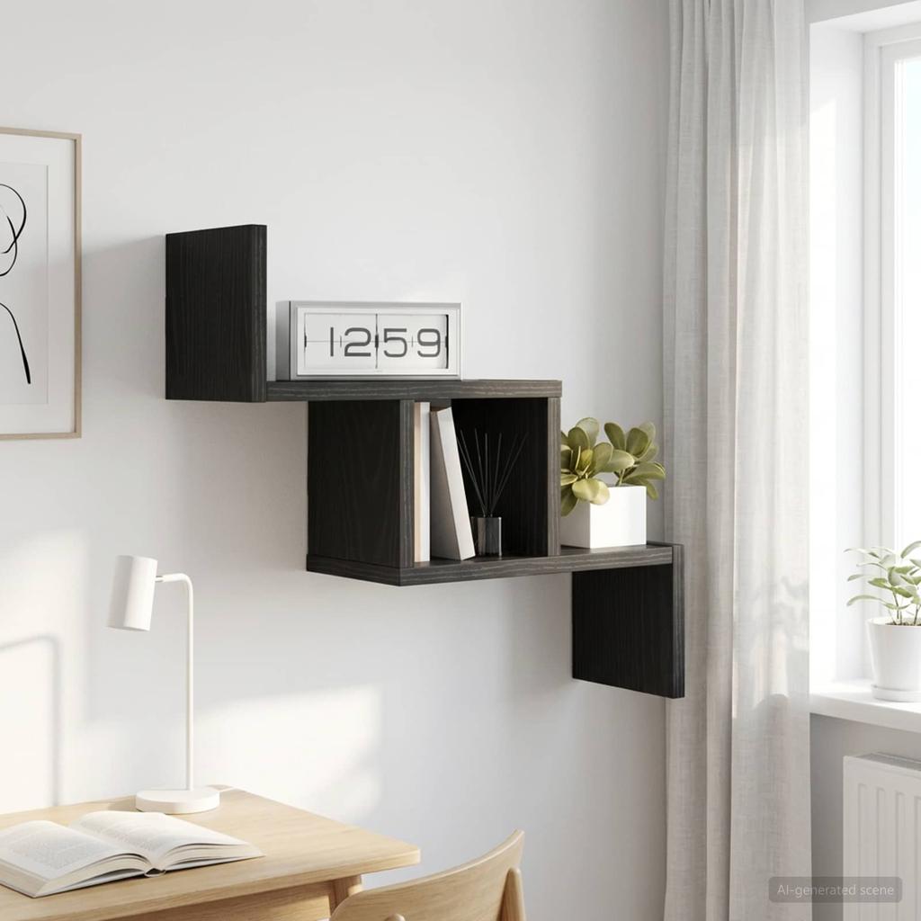 Wall Shelf Black Oak 48 x 15 x 42 cm Engineered Wood