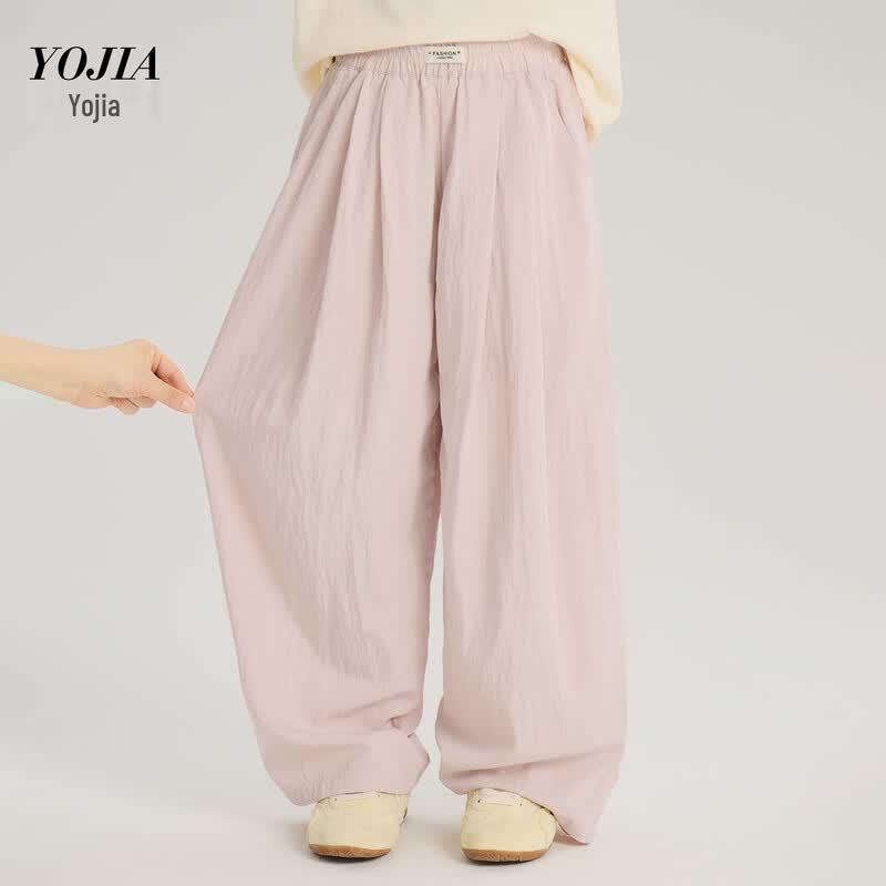 YOJIA Girls Summer Straight-Leg Anti-Mosquito Pants 110 розовый