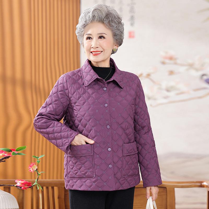 Mom's 2025 Lightweight Autumn-Winter Cotton Jacket for Middle-Aged & Elderly Women - Warm, Thin, Small Cotton Coat for Grandma