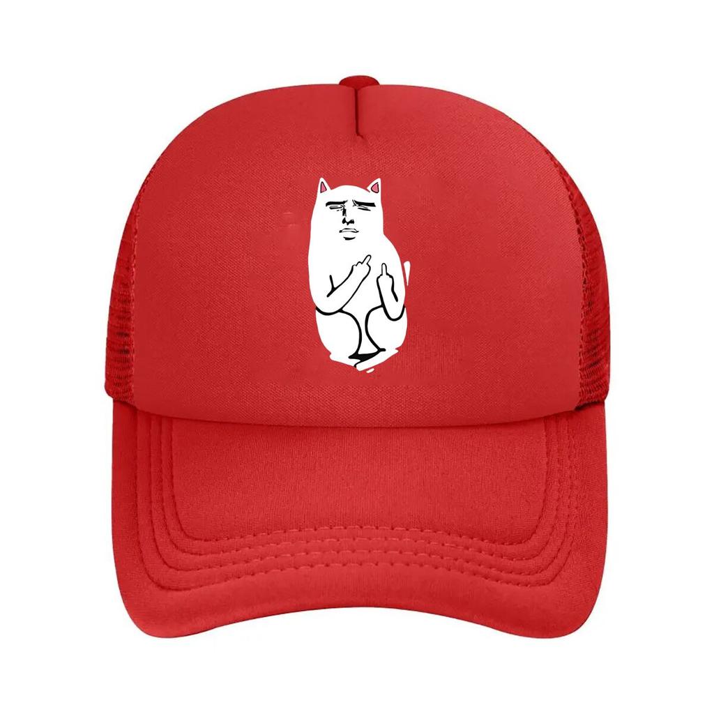 Cat with Devil Horns Meme Fashion Mesh Baseball Cap Breathable Casual Hats Outdoor For Unisexs And Womens