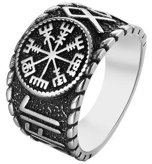 Mythical Viking Compass Ring For Men Norse Rune Finger Ring