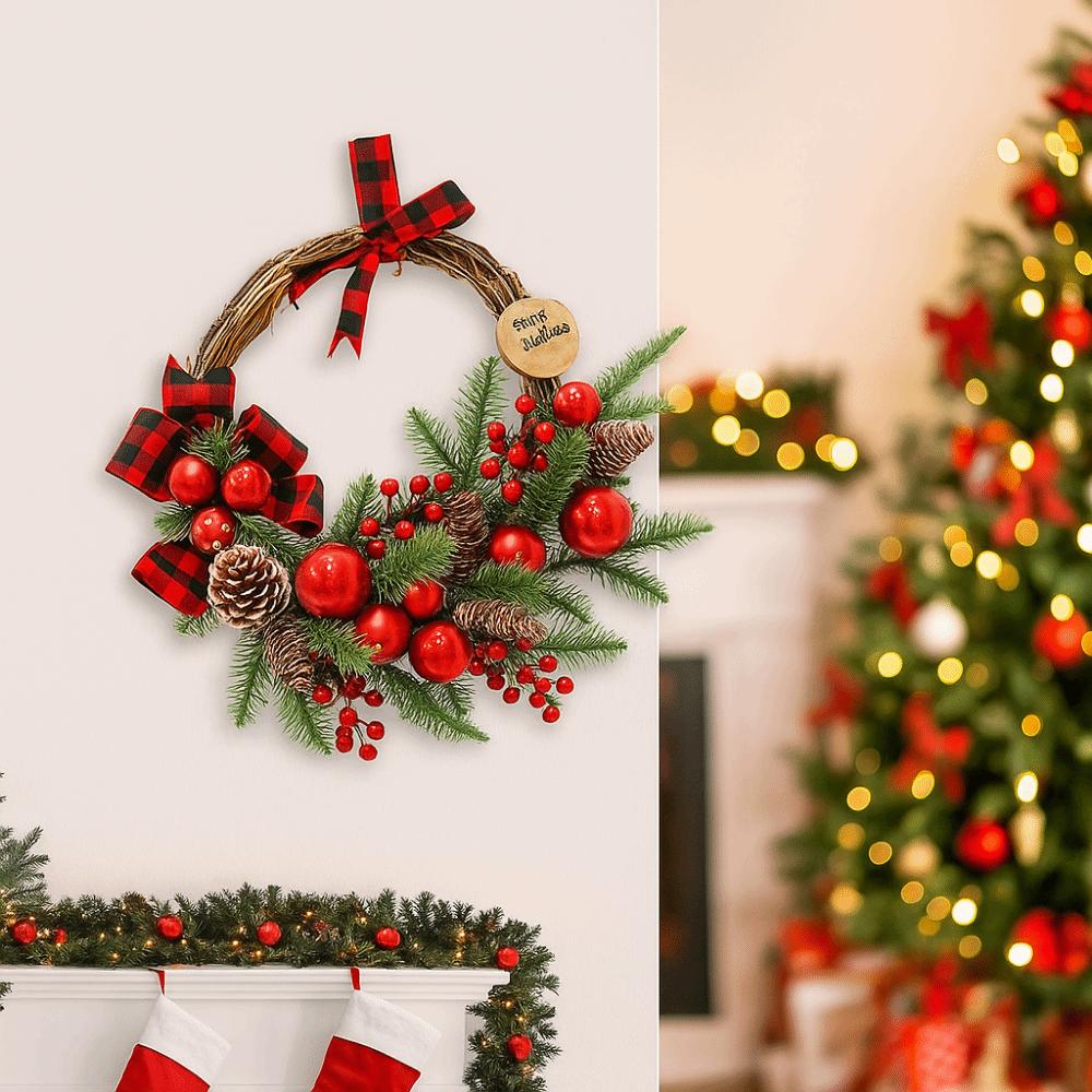 Exquisite Xmas Tree Garland Realistic Pine Cone Wall Hanging Floral Wreath  Party Supplies