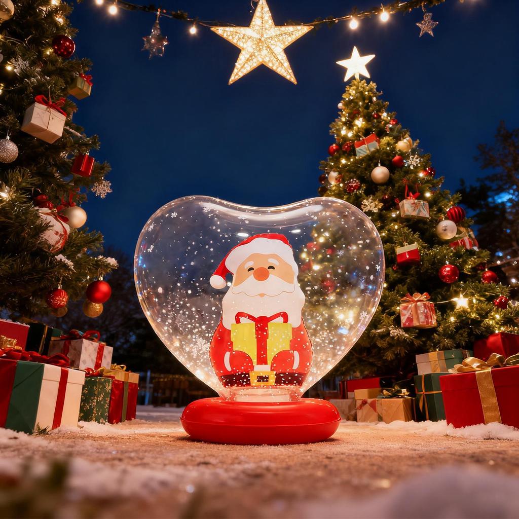 Giant Inflatable Christmas Ball Heart Shape Light Up Holiday Ornaments Figurine Inside Inflatable Decorated Ball With Remote