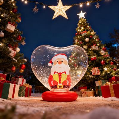 Large Inflatable Christmas Balls Heart Shape Light Up Christmas Ornaments Figurine Inside Holiday Blow Ball With Remote Control