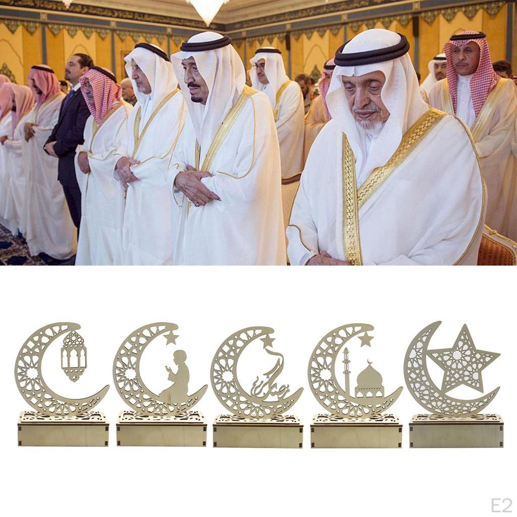 Elegant Wooden Eid Mubarak Ramadan Ornament with S