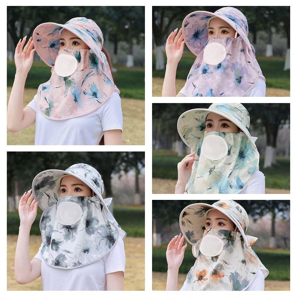 Face Mask Picking Tea Hat Neck Cover Sunscreen Fisherman Hat Breathable Women Sun Hat  Farm Work