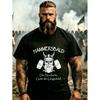 T-shirt Noir Imprimé Crâne Viking et Chopes à Bière, Texte Dieu Nordique de l'Impatience Hammersbald pour Homme, Scène de Bataille Vêtement Décontracté, Grande Taille