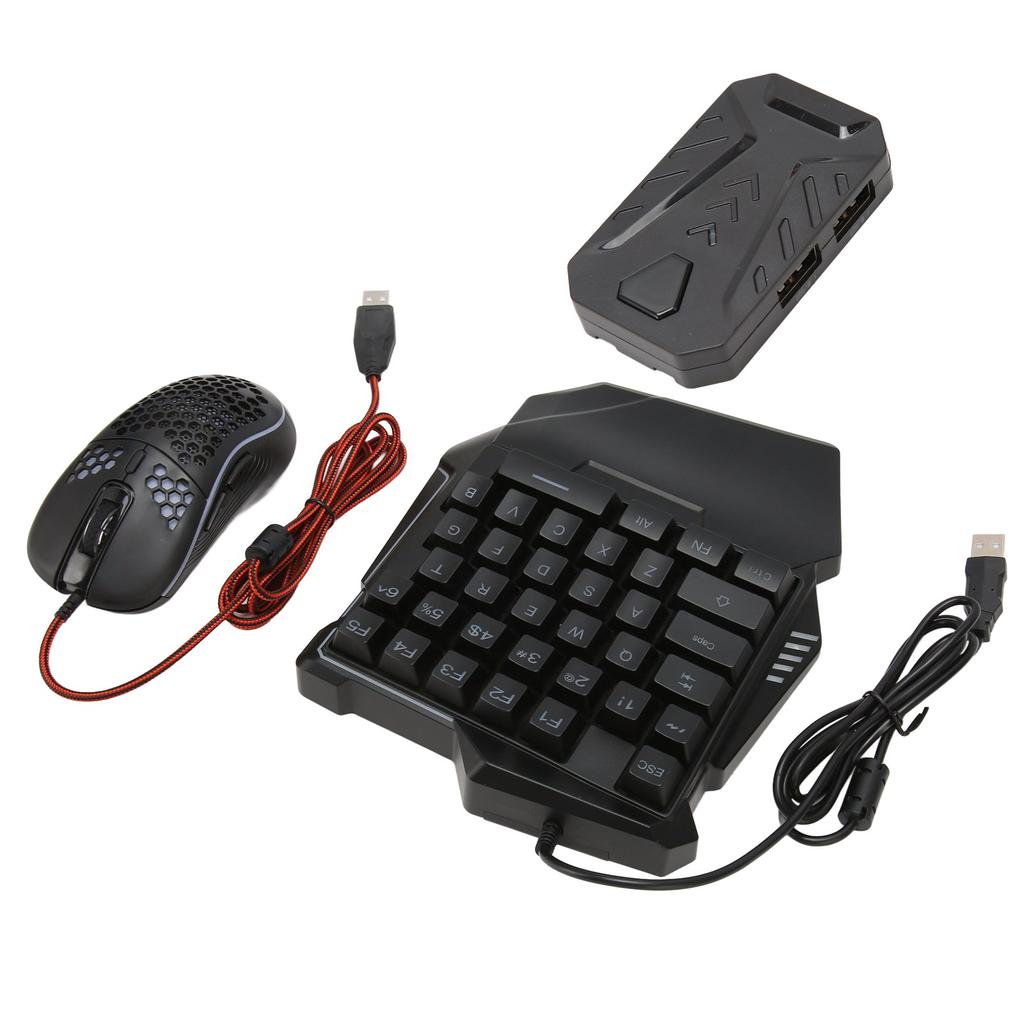 Keyboard and Mouse Converter Set Wired RGB Half Gaming Keyboard with Wired Mouse Converter Adapte Fo