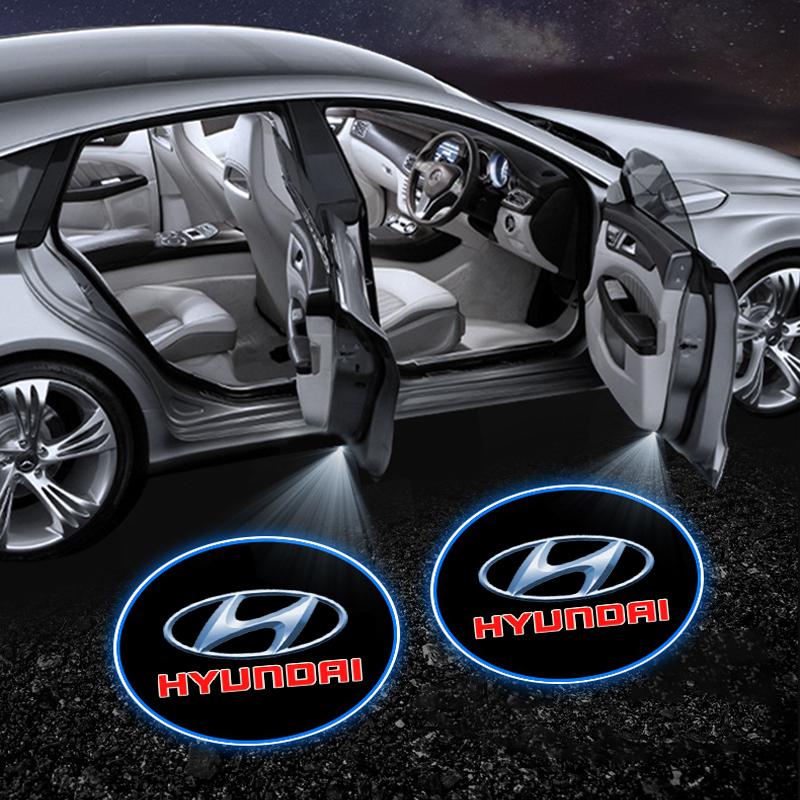 2Pcs Car Door Projector Lamps Emblem LED Welcome Light For Hyundai Accent Aslan Avante HB20 i20 i30 i40 ix20 Parisi BAYON