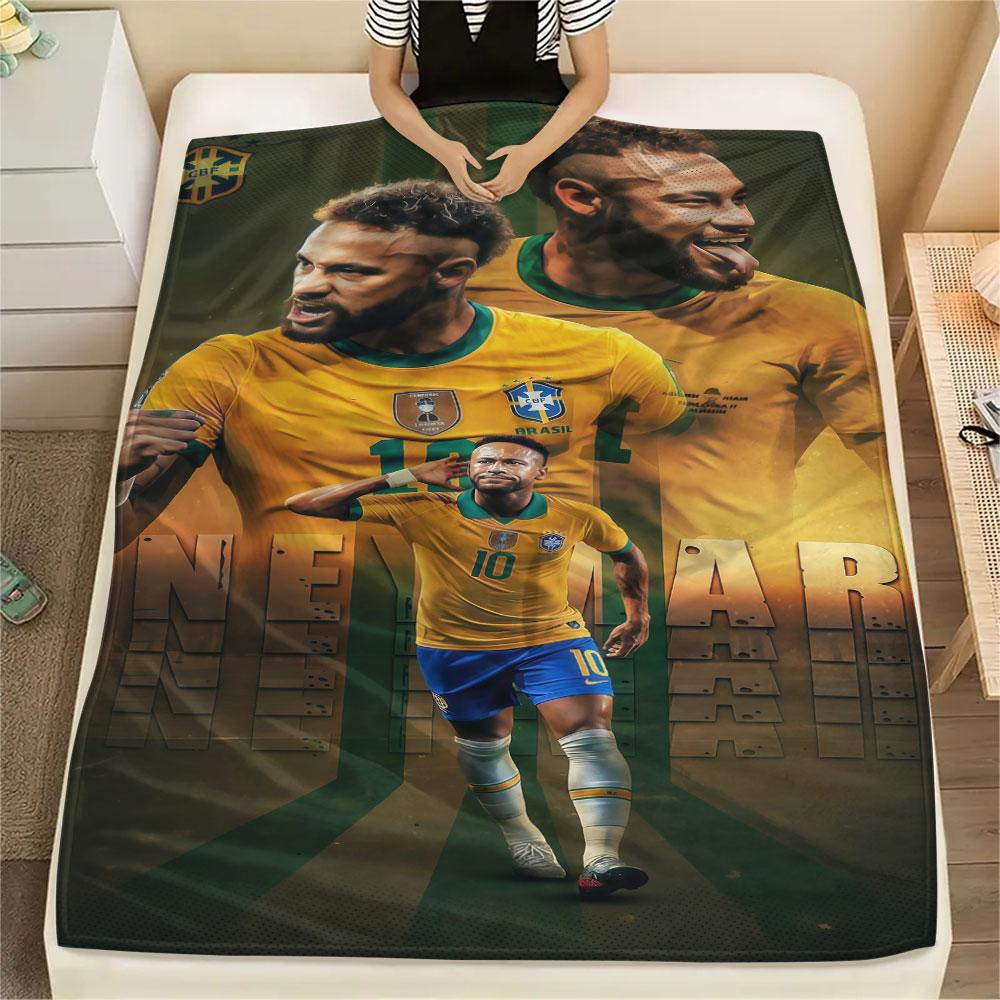 1PC Neymar Jr Patterned Flannel Blanket Suitable For All Seasons for Home Decor Warmth and Comfort Gifts Holiday Present