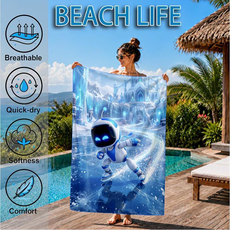 Weltraum Abenteuer Roboter Strandtuch, Super Weiche Mikrofaser, Perfektes Geschenk für Sie/Ihn, Geburtstag, für Pool, Strand, Reisen, Dekor Strandparty