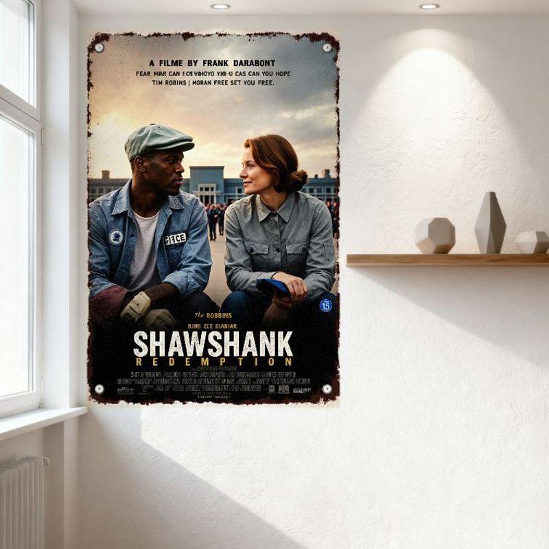 Ennyckeln till frihet Vintage FilmAffisch Frank Darabont Tim Robbins Metallplåtsskylt Väggdekor för Bar Hem Man Cave Konst Dec