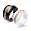 European & American Fashion 14MM Two-tone Ceramic Diamond Inlaid Couple Ring