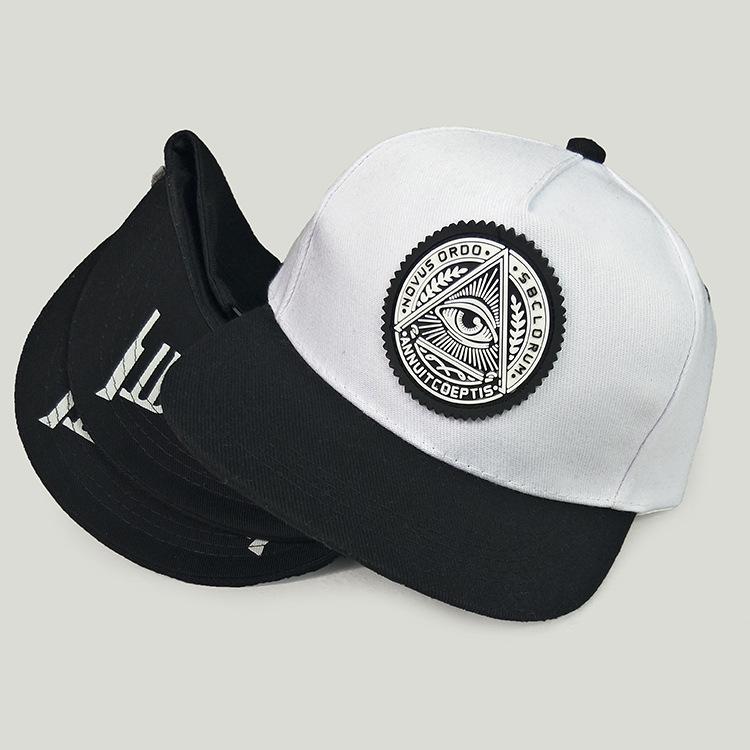 INS Flat Edge Baseball Cap, Ladies Personality Rubber Round Label Eyes Hip Hop Hat