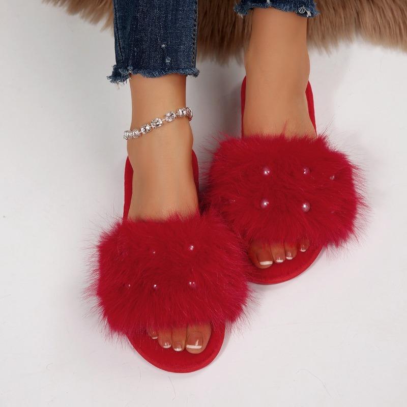 

Модные хлопковые швабры для дома, плоские, удобные, нескользящие, с мягкой подошвой, женские меховые тапочки 36