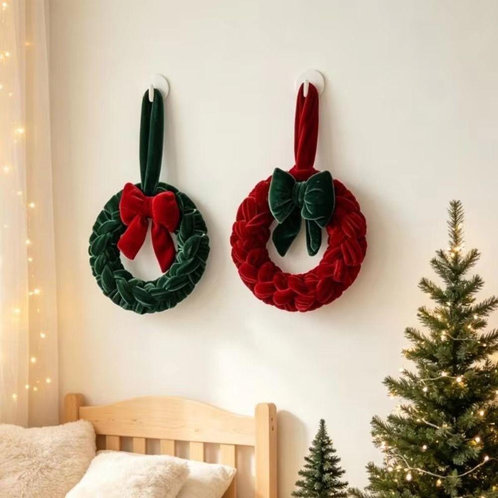 Round Christmas Wreath Pendant Hanging Cord Xmas Tree Pendant Holiday Window Accent  Christmas Tree