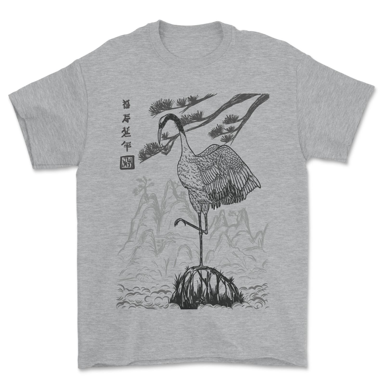 Red-crowned Crane T-shirt Japanese Bird Design. S разноцветный