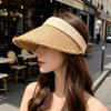 Hollow Top Sun Hat, Foldable Braided Straw Hat with UV Protection, Breathable Design Wide Brim Hat for Summer Travel Outdoor Activities